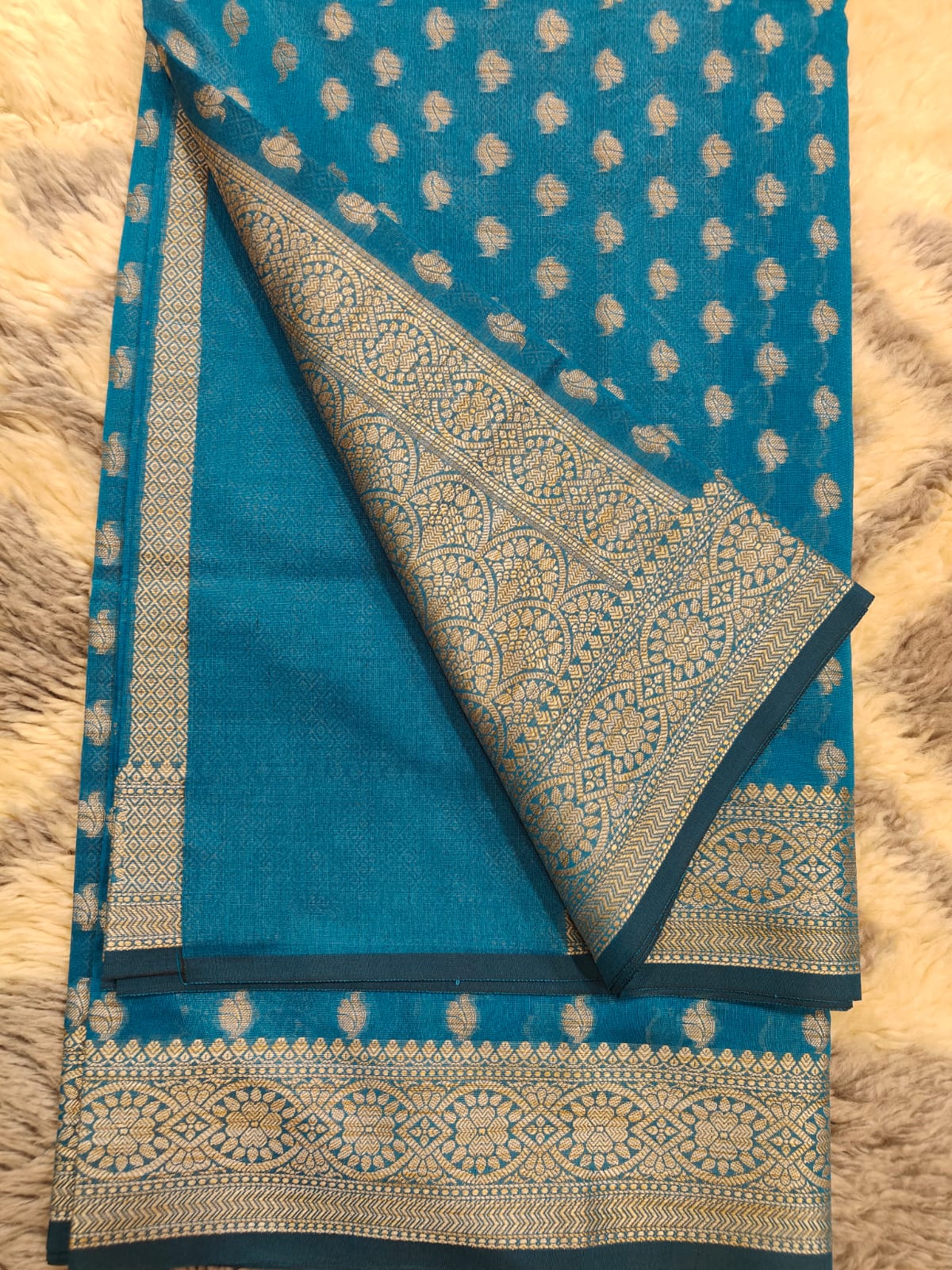 Cotton silk banarasi saree with resham work