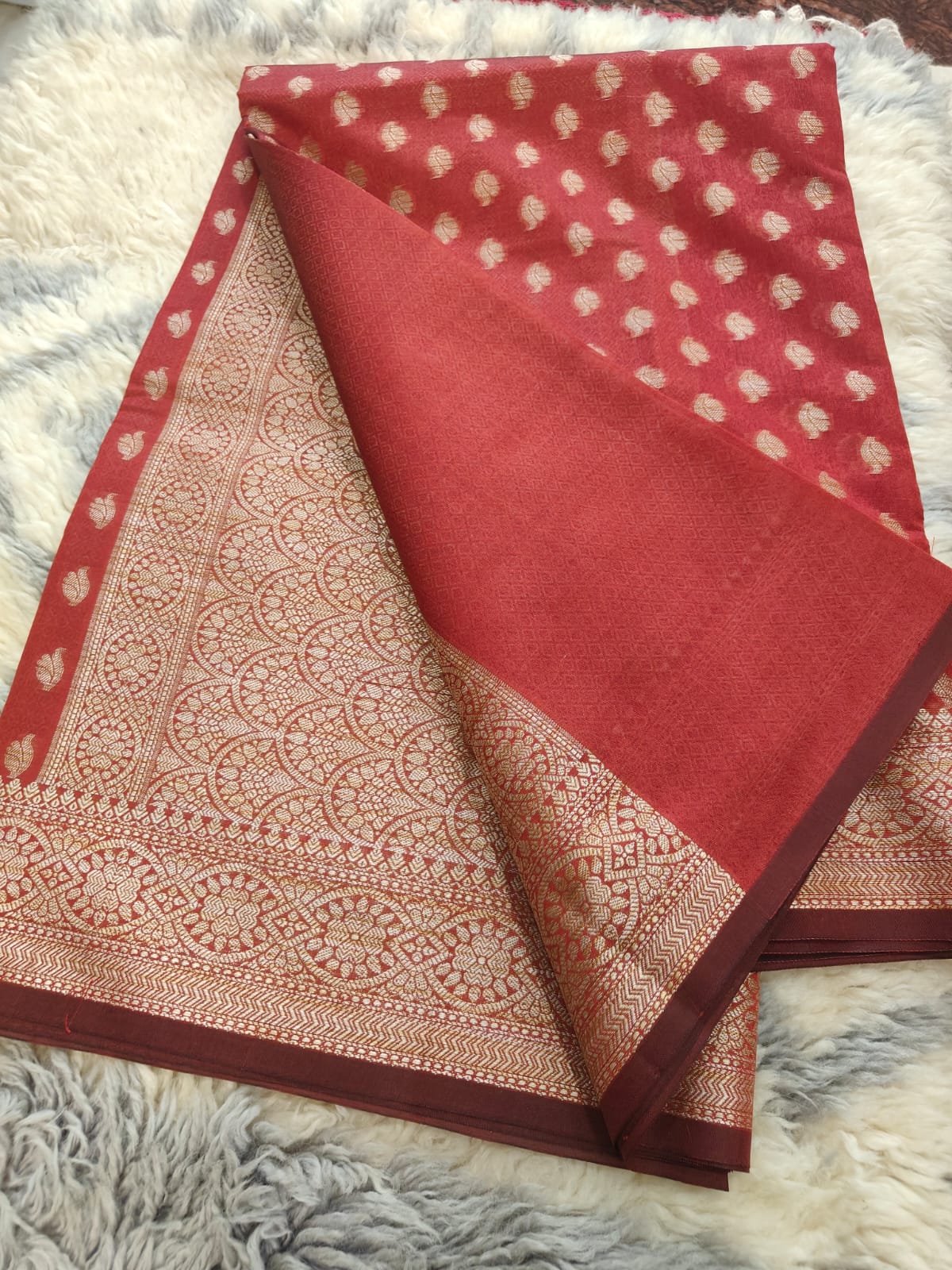 Cotton silk banarasi saree with resham work