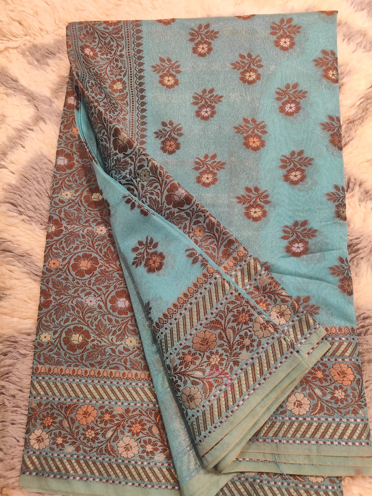 Cotton silk banarasi saree with heavy resham work
