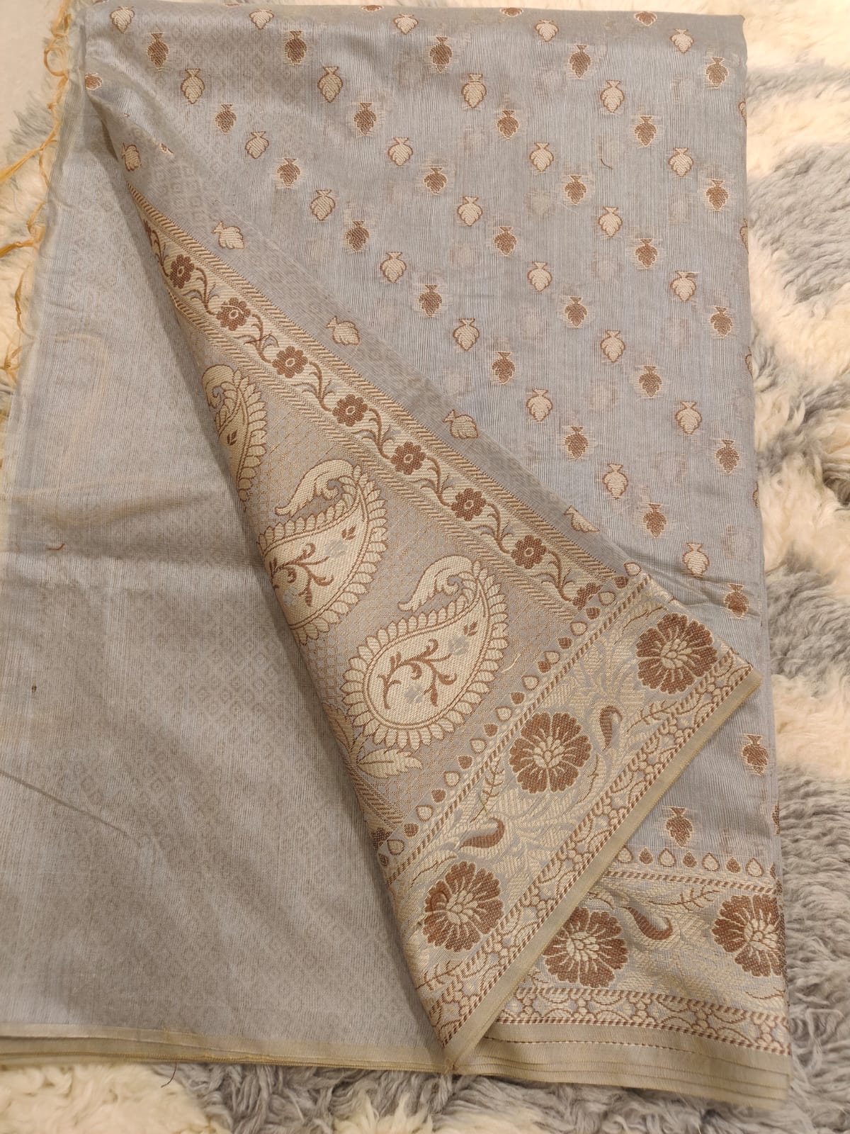 Cotton silk banarasi saree With heavy resham work