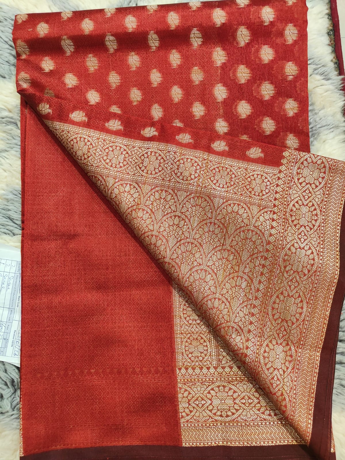 Cotton silk banarasi saree with resham work