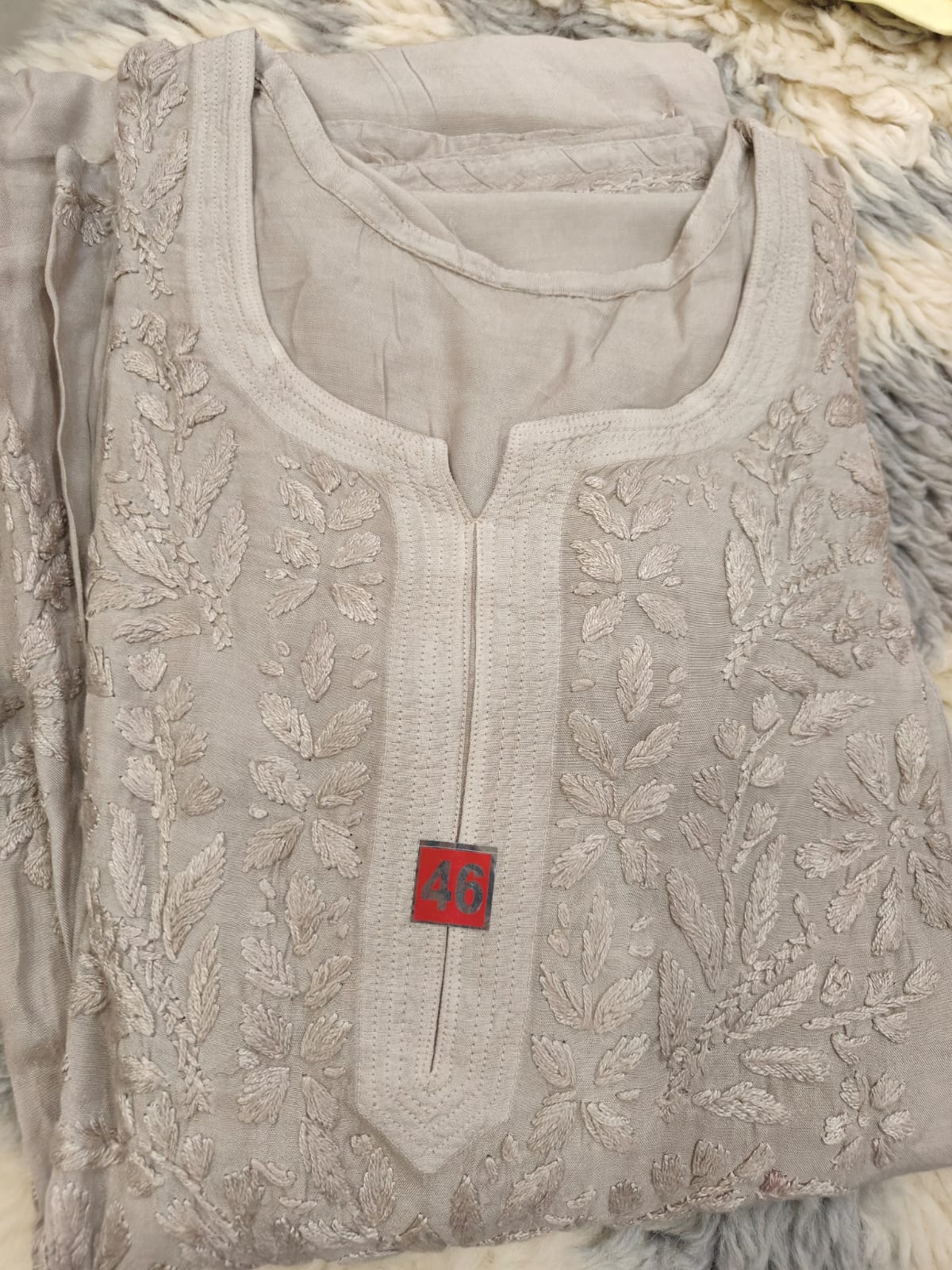 Beautiful chikankari muslin plazzo set light grey colour