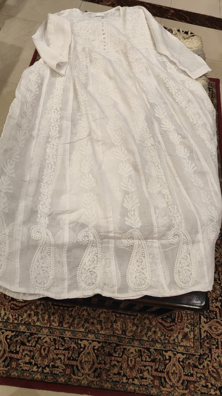 Beautiful chikankari white anarkali